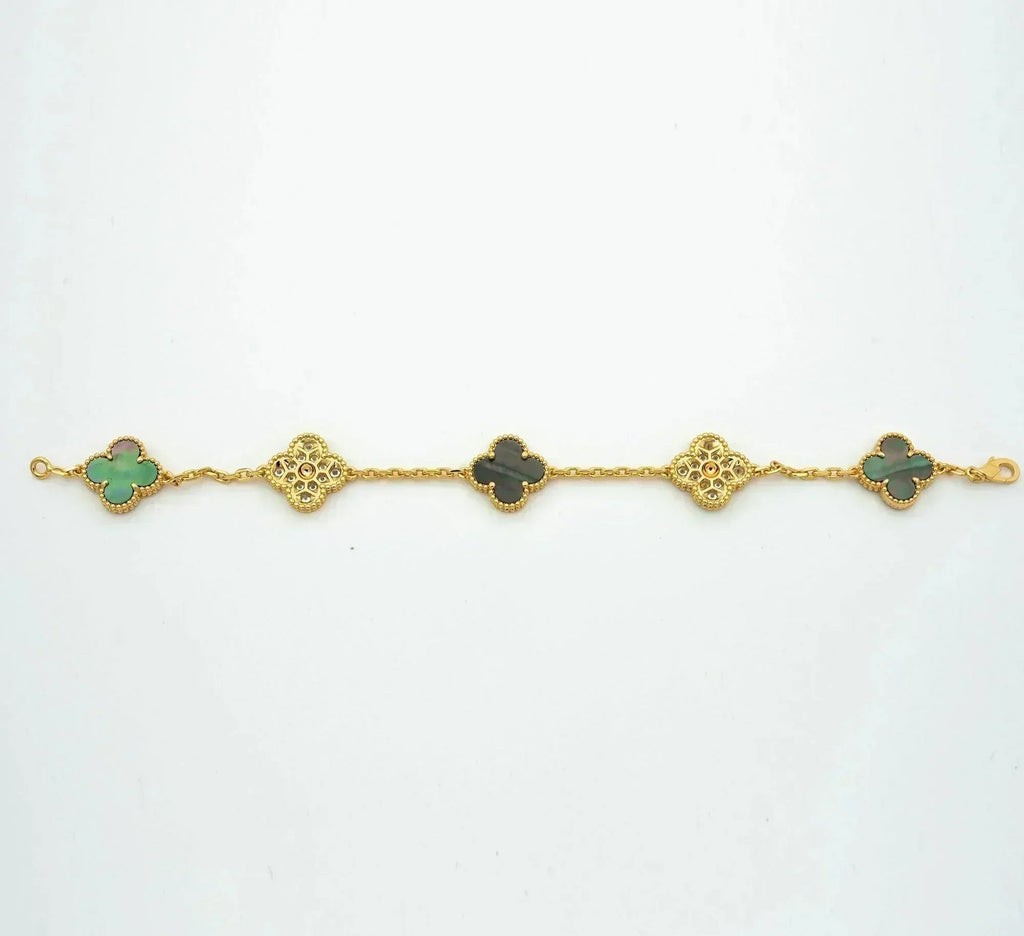 [Dream]New CLOVER 5 MOTIF GRAY MOP BRACELET COLLECTION