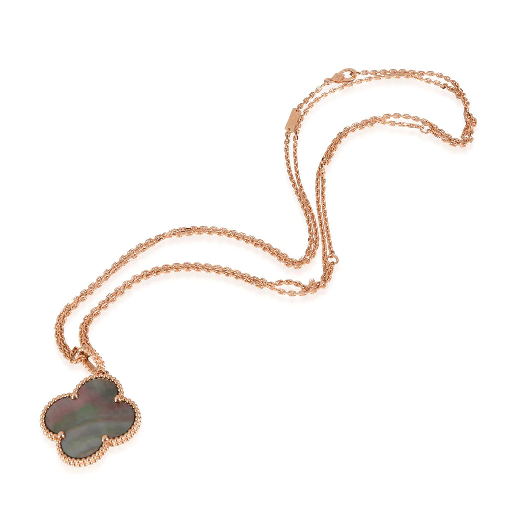 ¡®Dream¡¯CLOVER 25MM GOLD DARK MOP BIG CLOVER NECKLACE