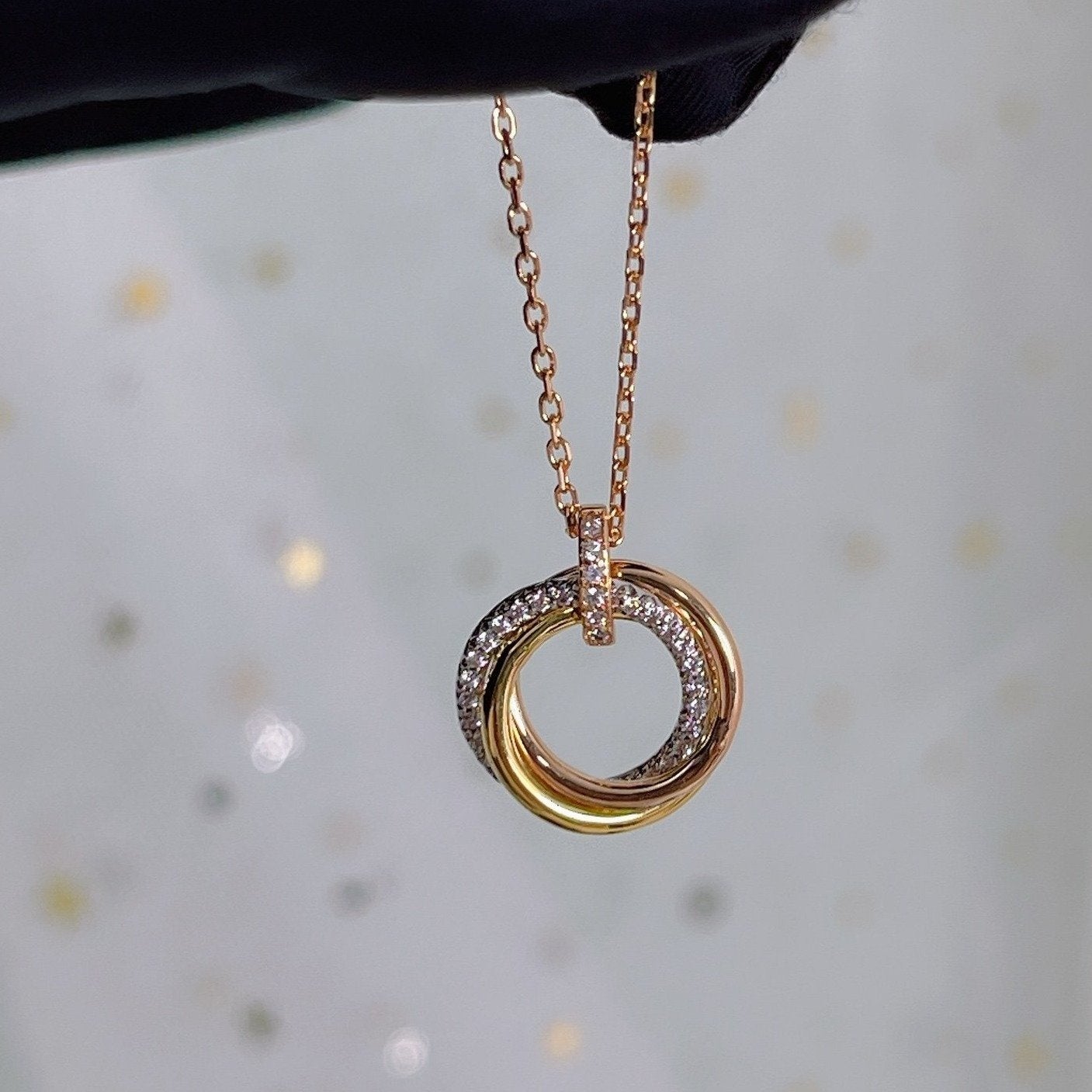 ¡®Dream¡¯TRINITY NECKLACE SILVER GOLD PINK GOLD DIAMONDS