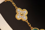 ¡®Dream¡¯CLOVER EARRINGS GOLD MALACHITE DIAMOND 3 MOTIF