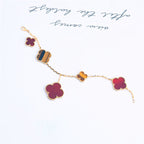 ¡®Dream¡¯CLOVER BRACELET 5 MOTIFS CARNELIAN TIGER EYE