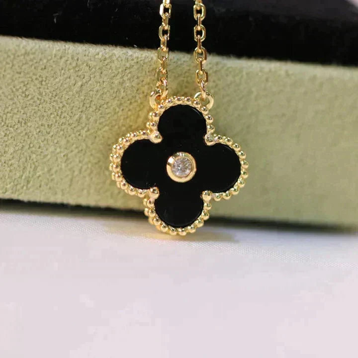„Dream“ CLOVER 15MM DIAMANT ONYX-HALSKETTE
