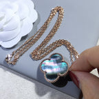 ¡®Dream¡¯CLOVER 25MM GOLD DARK MOP BIG CLOVER NECKLACE