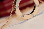 ¡®Dream¡¯LOVE NECKLACE 16MM 6 DIAMONDS PINK GOLD
