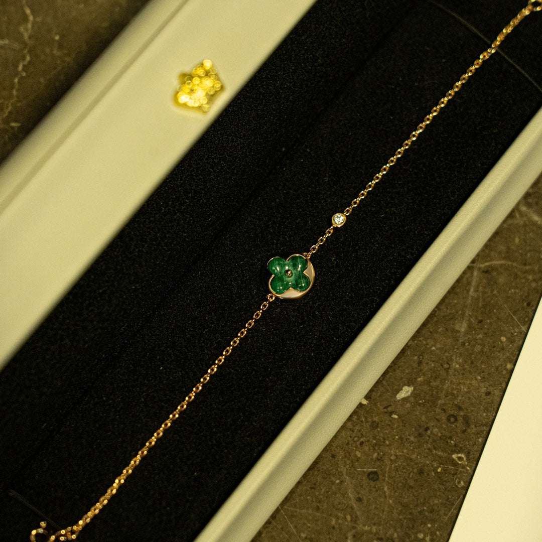¡®Dream¡¯SUN MALACHITE 1 DIAMOND PINK GOLD BRACELET