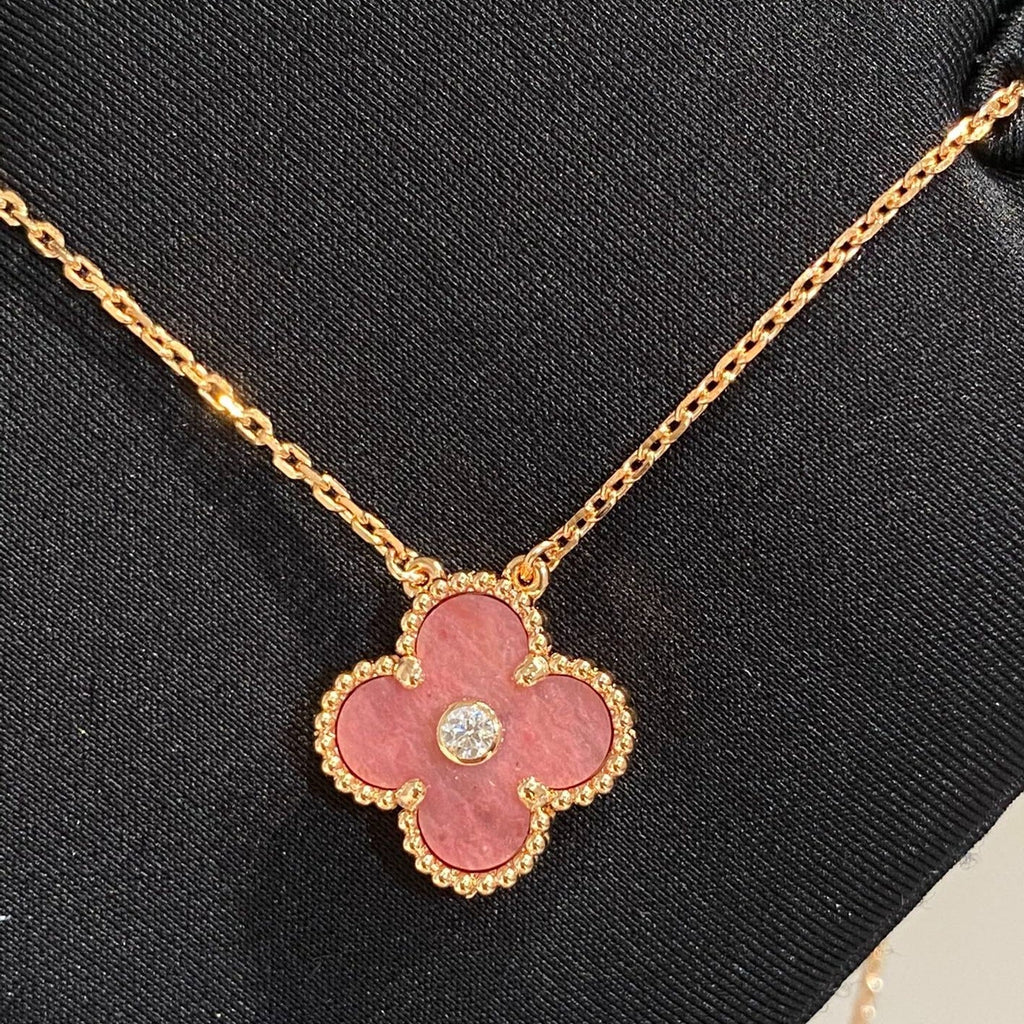 Halskette „Dream“ von CLOVER, 15 mm, Diamant, Rhodonit