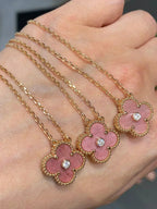 Halskette „Dream“ von CLOVER, 15 mm, Diamant, Rhodonit