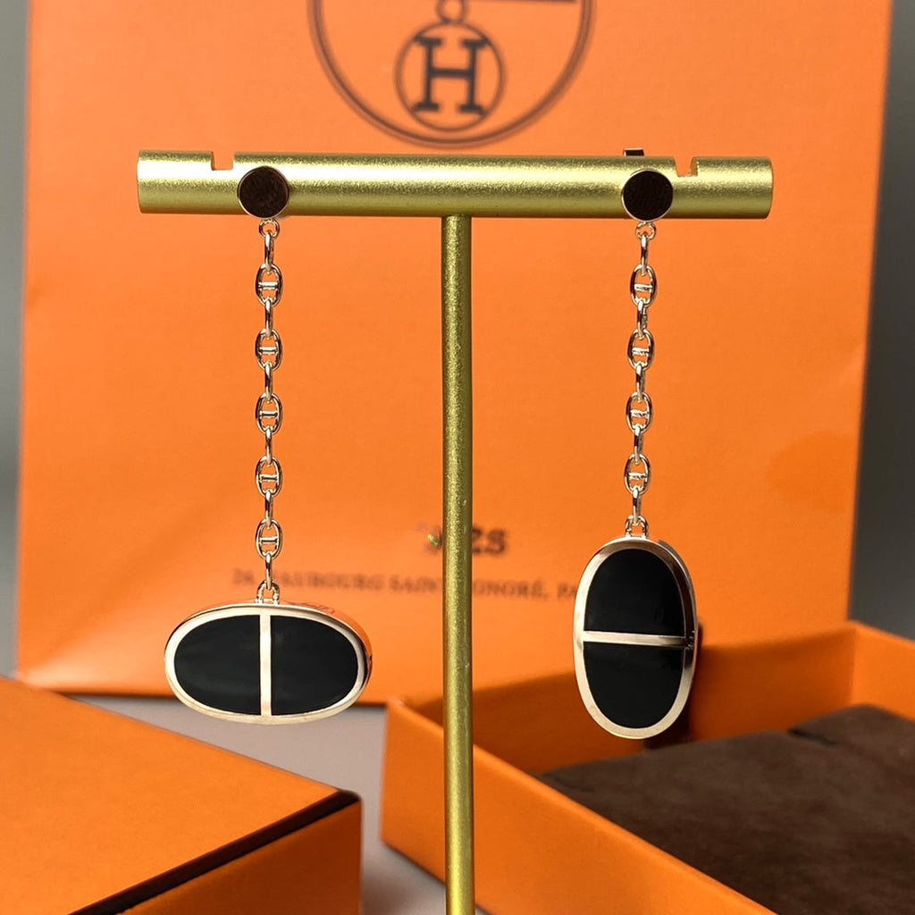 ¡®Dream¡¯CHAINE VERSO BLACK CERAMIC EARRINGS