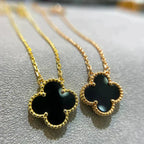 „Dream“CLOVER 15MM SCHWARZ ONYX EINZELBLUMEN-HALSKEHE