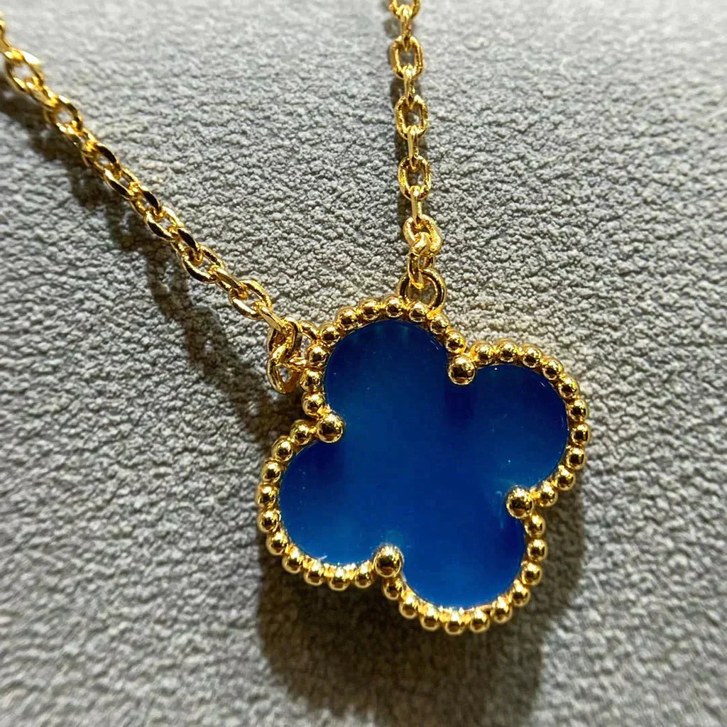 ¡®Dream¡¯CLOVER 15MM BLAUE ACHAT-HALSKETTE