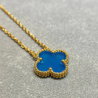 ¡®Dream¡¯CLOVER 15MM BLAUE ACHAT-HALSKETTE