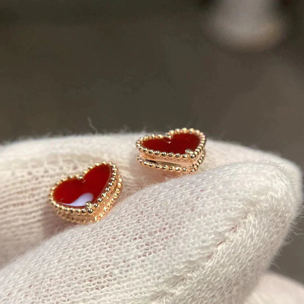 「ドリーム」ハートカーネリアン スタッドピアス
