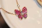 „Dream“-HALSKETTE AUS ROTGOLD MIT SCHMETTERLINGEN UND ROTEN DIAMANTEN