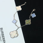 ¡®Dream¡¯CLOVER BRACELET 5 MOTIFS MOP CHALCEDONY SILVER