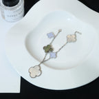 ¡®Dream¡¯CLOVER BRACELET 5 MOTIFS MOP CHALCEDONY SILVER
