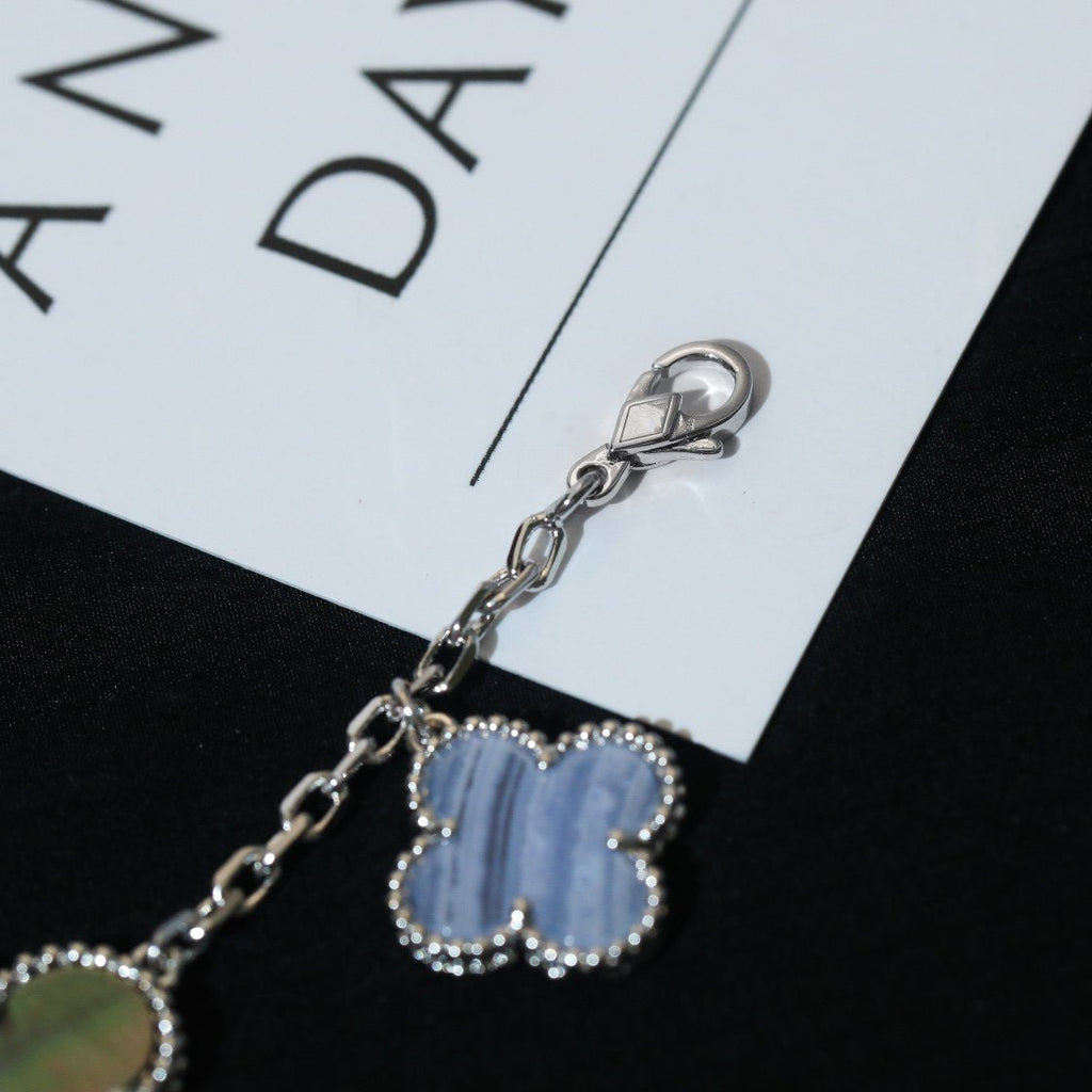 ¡®Dream¡¯CLOVER BRACELET 5 MOTIFS MOP CHALCEDONY SILVER