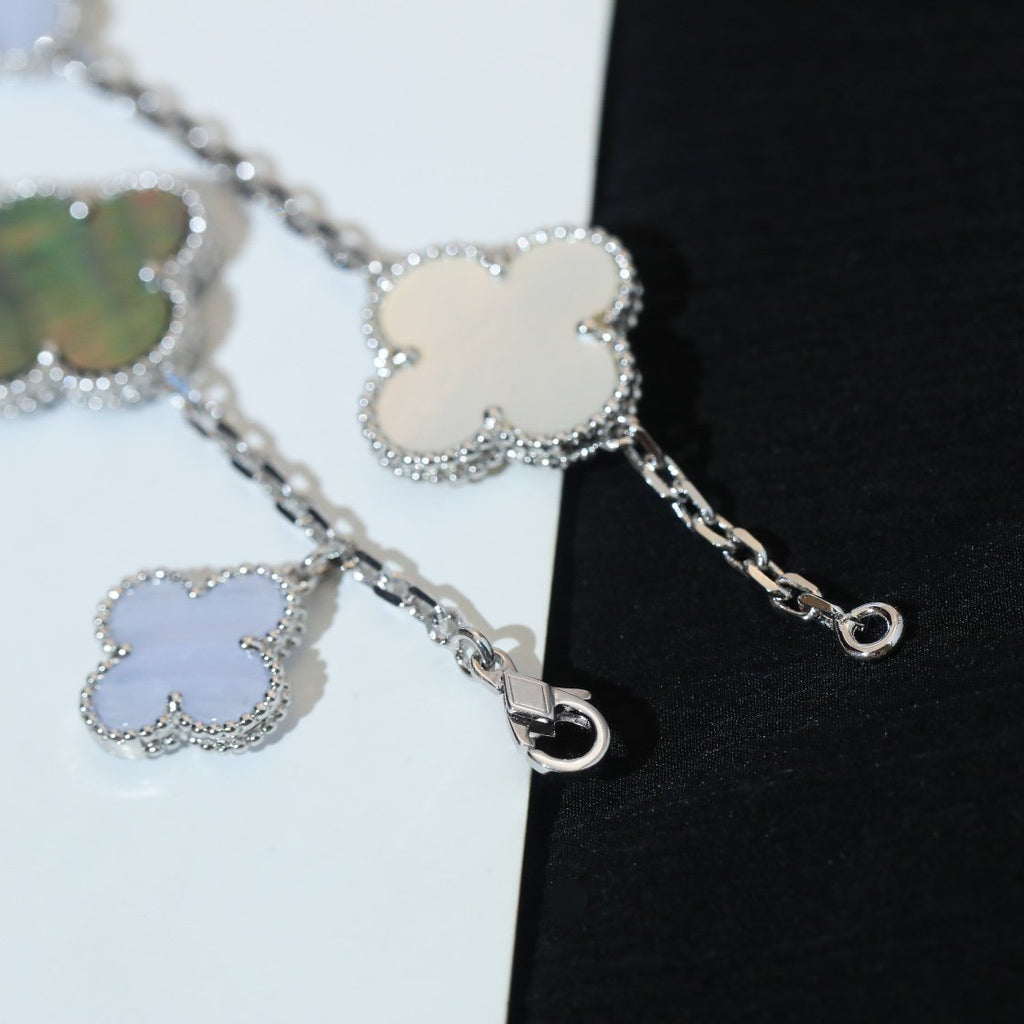 ¡®Dream¡¯CLOVER BRACELET 5 MOTIFS MOP CHALCEDONY SILVER