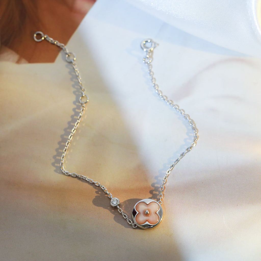 ¡®Dream¡¯SUN MOTIF PINK MOP SILVER BRACELET