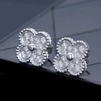 ¡®Dream¡¯CLOVER 1 MOTIFS DIAMOND STUD EARRINGS SILVER