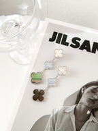 ¡®Dream¡¯CLOVER 3 MOTIFS CHALCEDONY DARK MOP SILVER EARRINGS