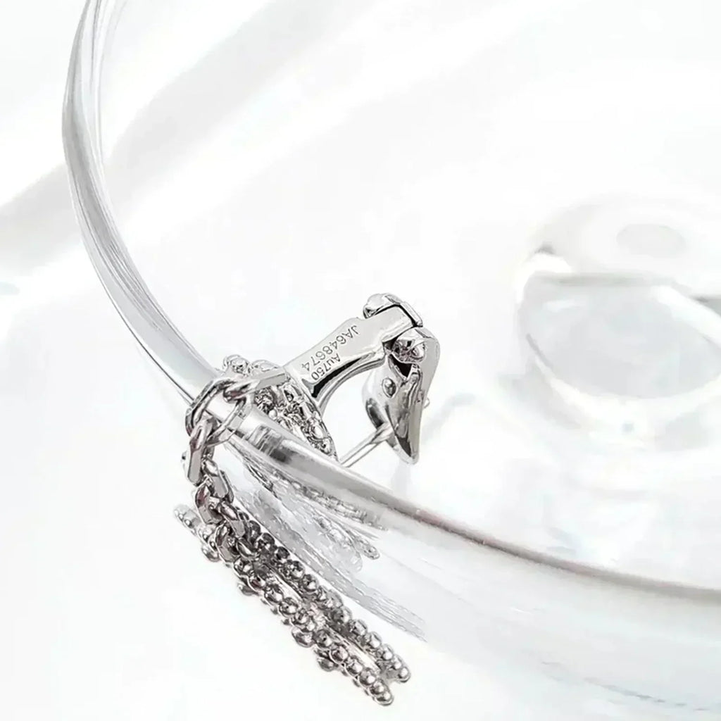 ¡®Dream¡¯CLOVER 2 MOTIFS  DIAMOND ONYX EARRINGS SILVER