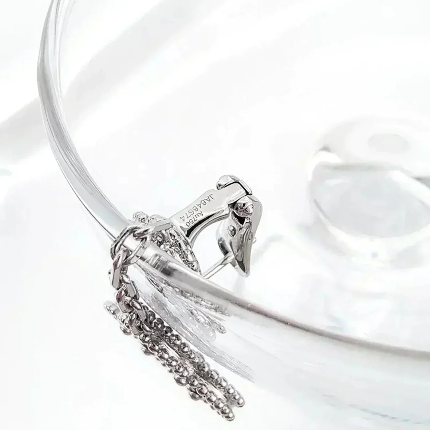 ¡®Dream¡¯CLOVER 2 MOTIFS  DIAMOND ONYX EARRINGS SILVER