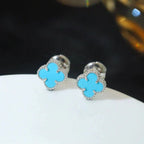 ¡®Dream¡¯CLOVER MINI 9.5MM ONYX STUD EARRINGS SILVER
