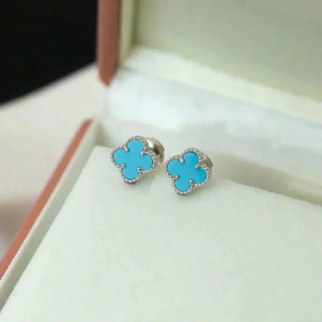 ¡®Dream¡¯CLOVER MINI 9.5MM ONYX STUD EARRINGS SILVER