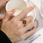 ¡®Dream¡¯CLOVER CARNELIAN RING ROSE GOLD DIAMOND