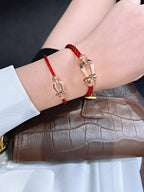 „Dream“FORCE 10 HALBER DIAMANT, ROSÉGOLD, ROTES KORDELARMBAND, GROSSES UND MITTELGROSSES MODELL