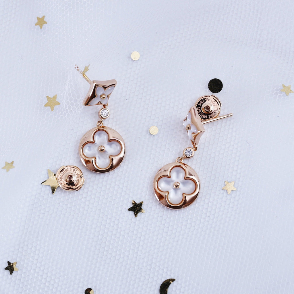 ¡®Dream¡¯STAR AND SUN PINK GOLD MOP DROP EARRINGS