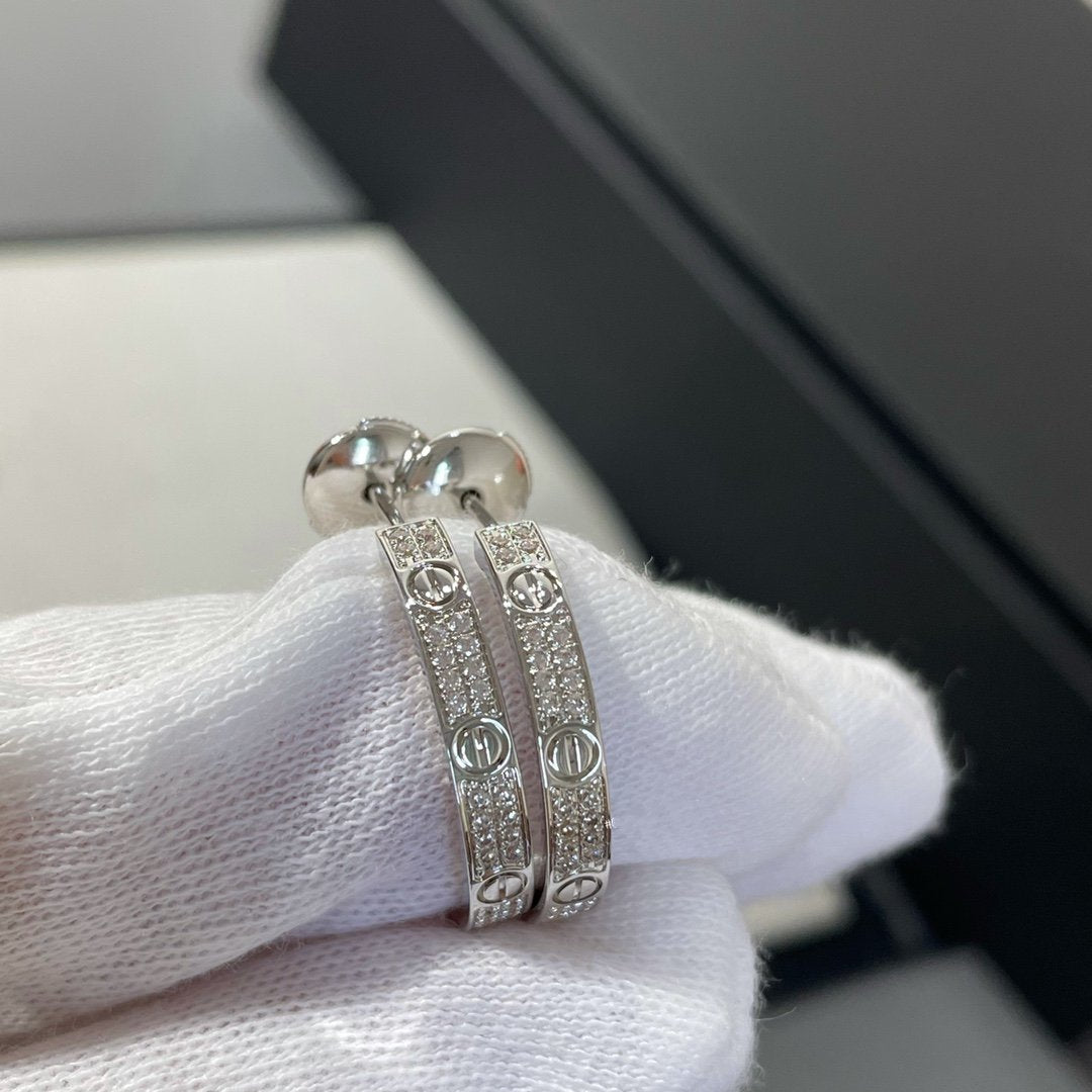 ¡®Dream¡¯LOVE DIAMOND SILVER HOOP EARRINGS