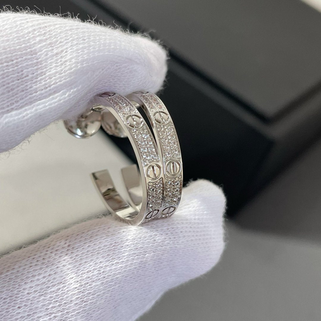 ¡®Dream¡¯LOVE DIAMOND SILVER HOOP EARRINGS