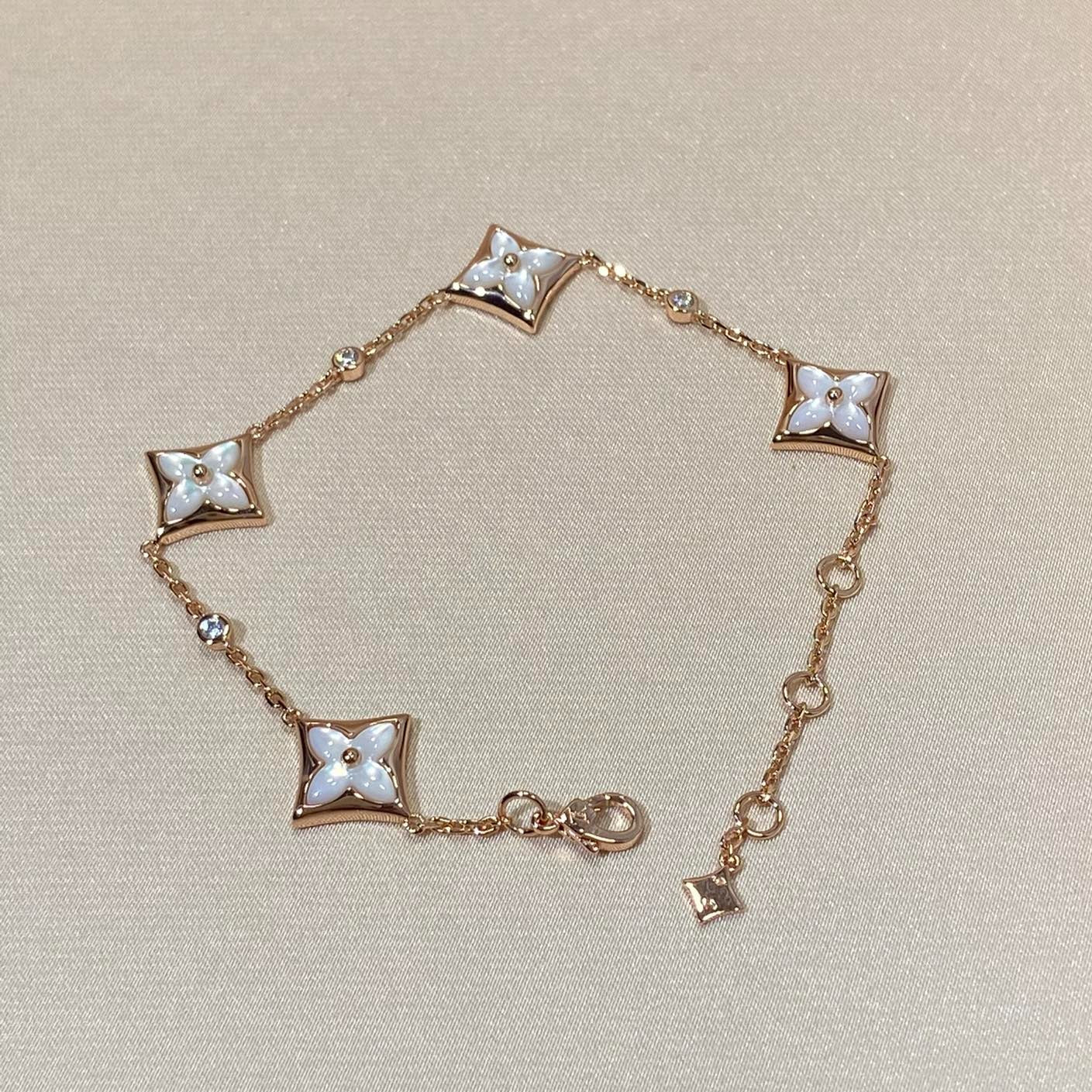 ¡®Dream¡¯STAR 4 MOTIF MOP DIAMOND PINK GOLD BRACELET