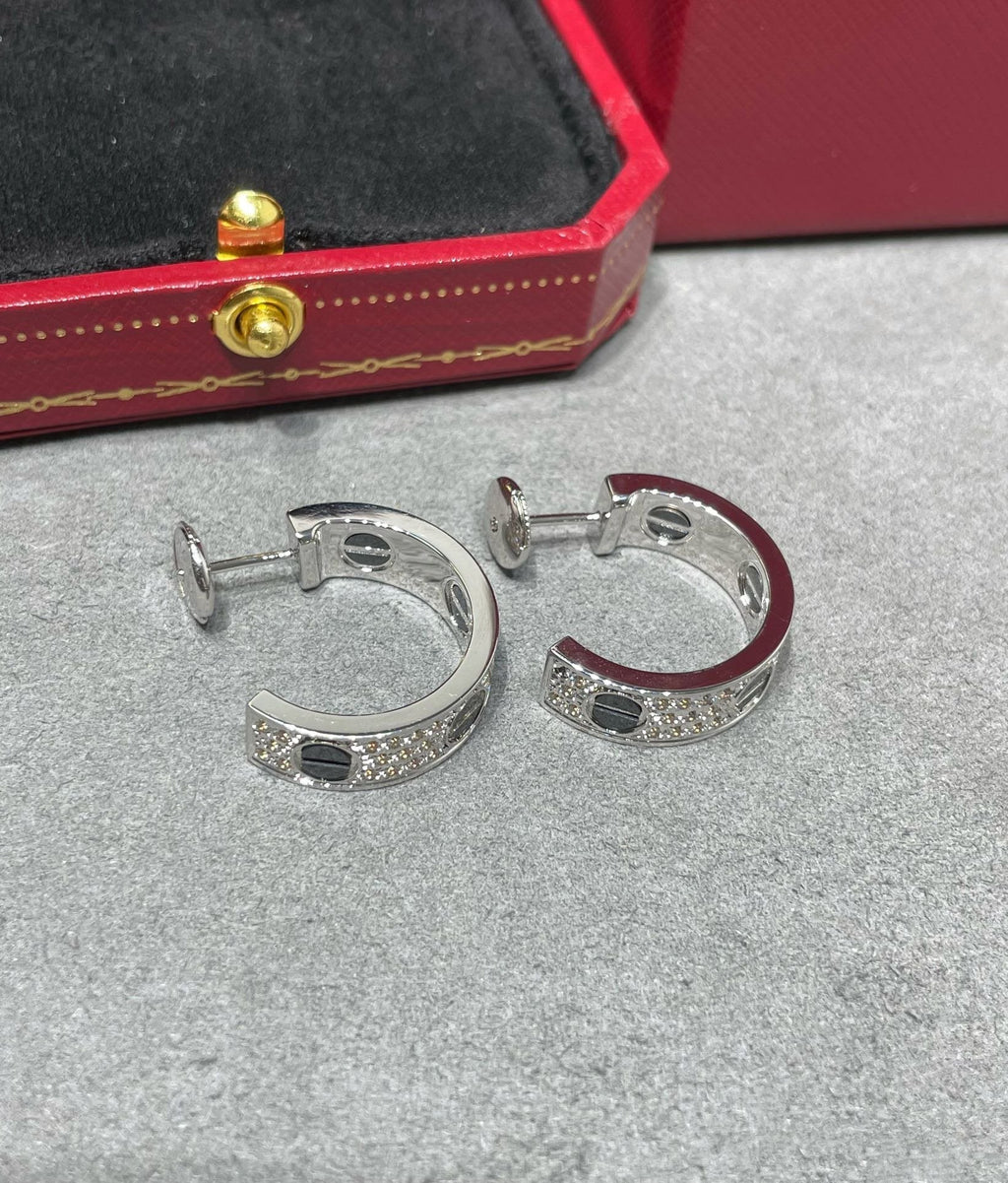¡®Dream¡¯LOVE CERAMIC DIAMOND PAVED SILVER EARRINGS