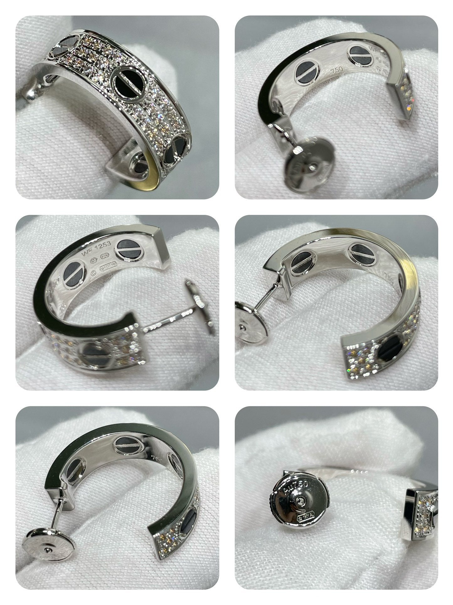 ¡®Dream¡¯LOVE CERAMIC DIAMOND PAVED SILVER EARRINGS