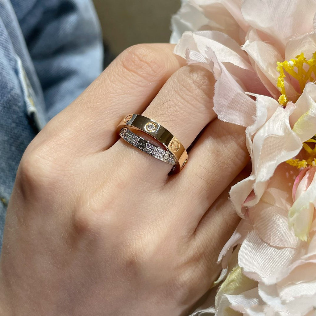¡®Dream¡¯LOVE PINK GOLD SILVER DIAMOND DOPPELRING