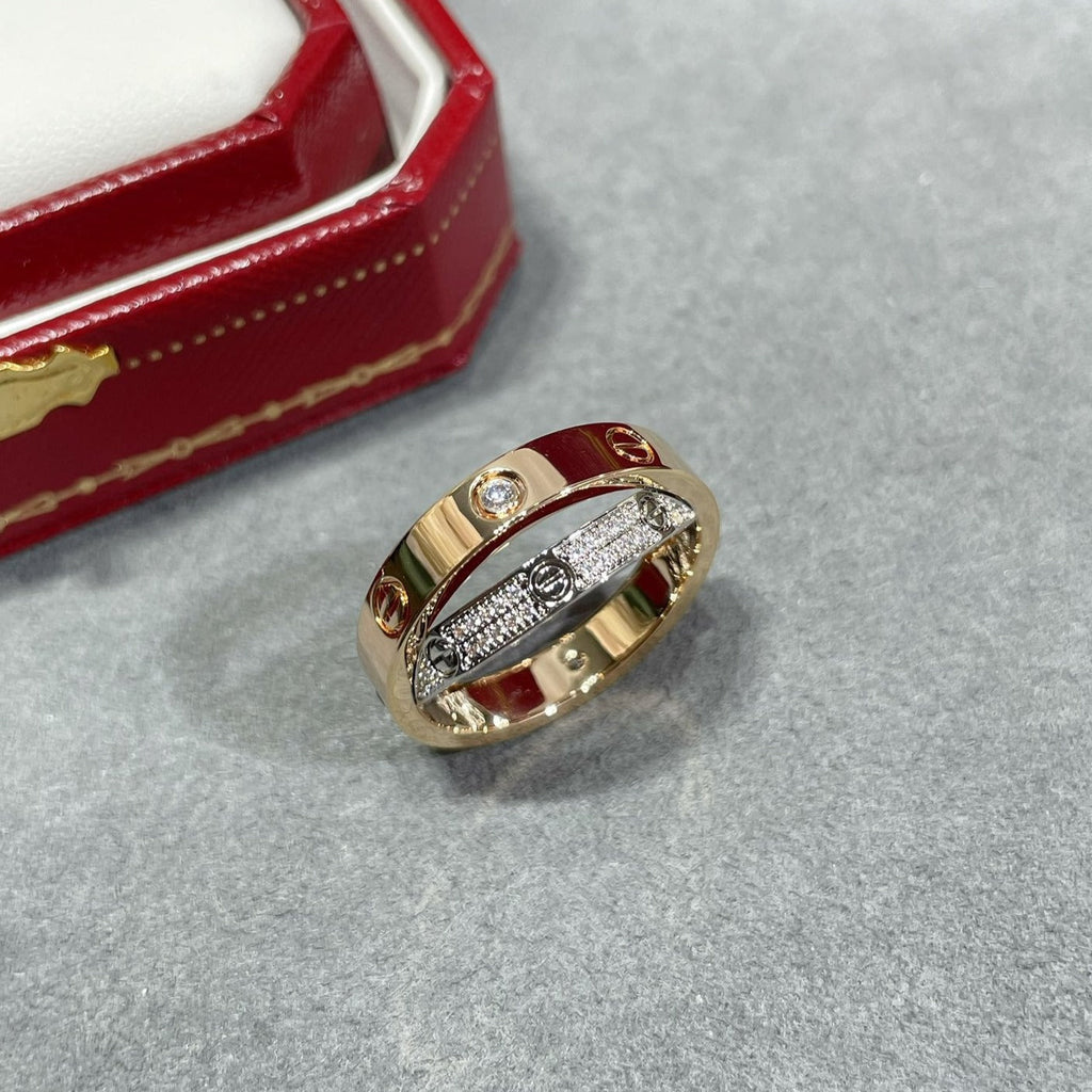 ¡®Dream¡¯LOVE PINK GOLD SILVER DIAMOND DOPPELRING