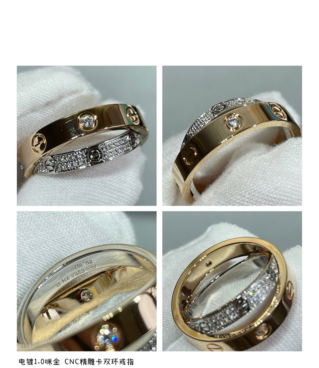 ¡®Dream¡¯LOVE PINK GOLD SILVER DIAMOND DOPPELRING