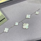 ¡®Dream¡¯CLOVER 5 MOTIF WHITE MOP SILVER BRACELET