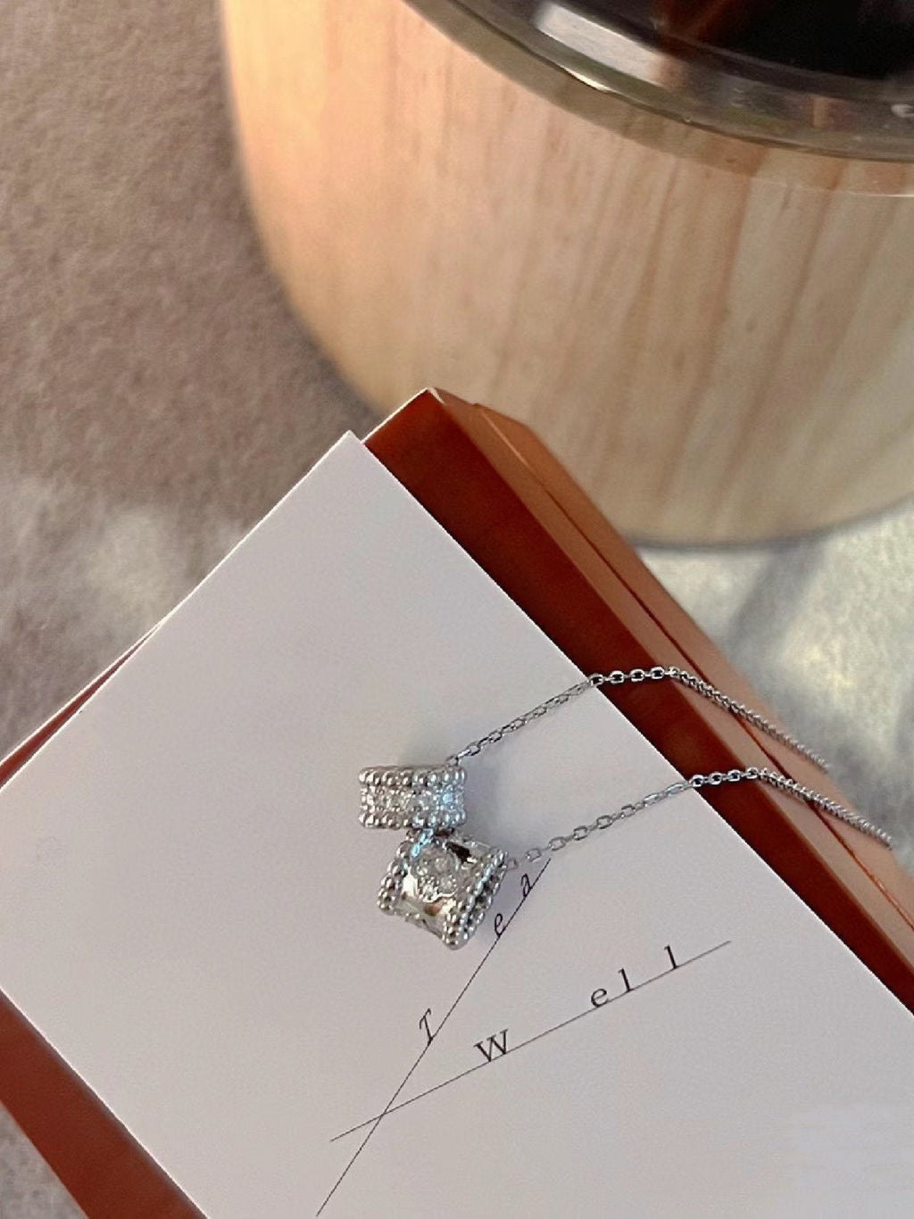 ¡®Dream¡¯PERLEE DOUBLE PENDANT SILVER DIAMOND NECKLACE