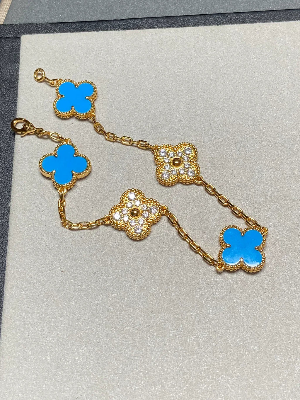 [Dream]New CLOVER 5 MOTIF BLUE AGATE BRACELET COLLECTION