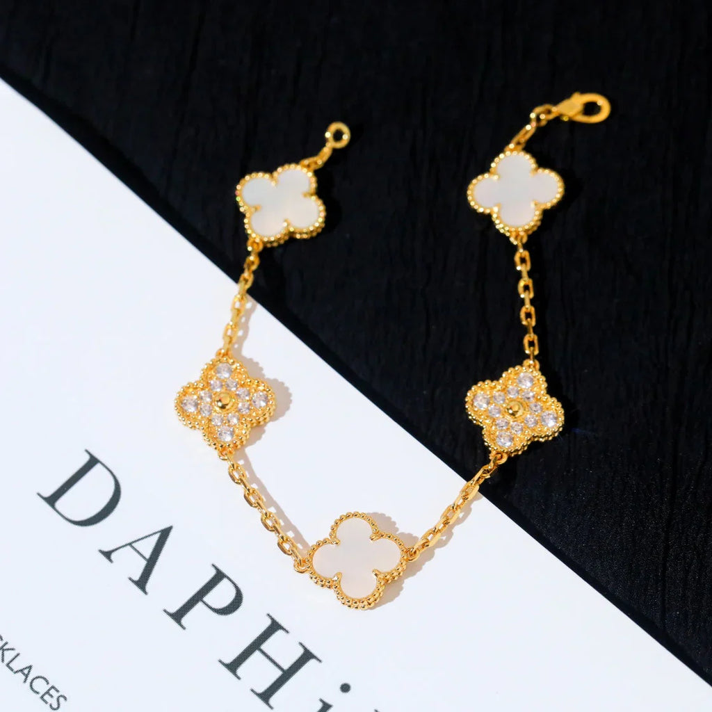 [Dream]New CLOVER WHITE PEARL MOP 5 MOTIF BRACELET COLLECTION