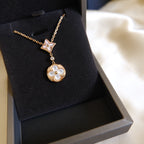 ¡®Dream¡¯STAR AND SUN WHITE MOP 2 MOTIF PINK GOLD NECKLACE