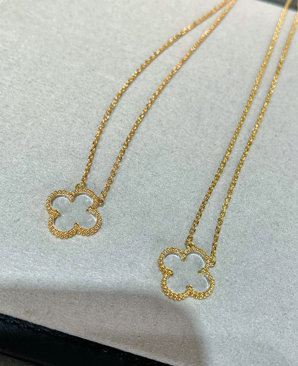 ¡®Dream¡¯CLOVER ROCK CRYSTAL ROSE GOLD NECKLACE