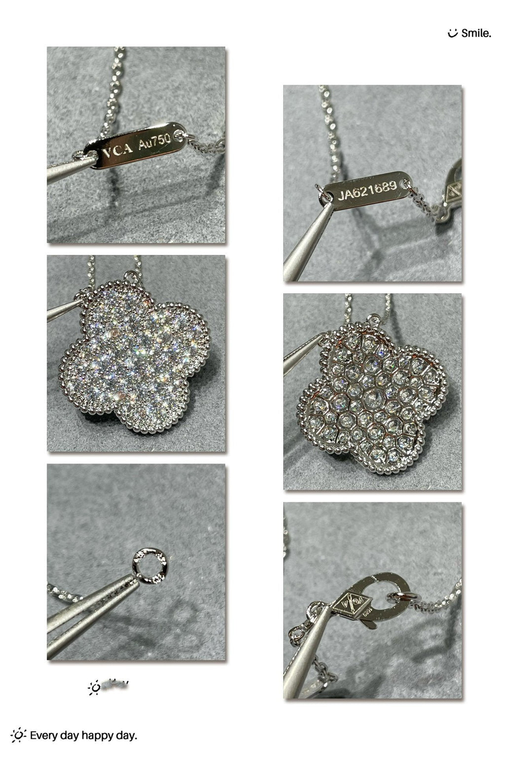 ¡®Dream¡¯CLOVER 25MM LARGE PENDANT DIAMOND PAVED SILVER NECKLACE