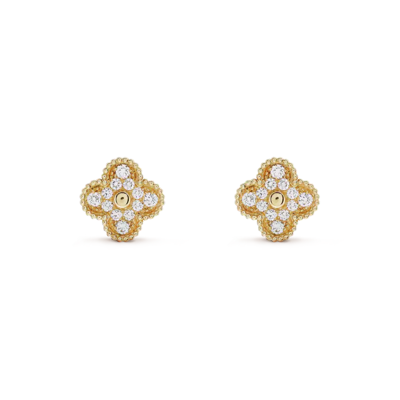 ¡®Dream¡¯CLOVER MEDIUM 1 MOTIFS FUll DIAMOND EARRINGS