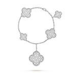 ¡®Dream¡¯CLOVER 6 MOTIFS SILVER DIAMOND BRACELET