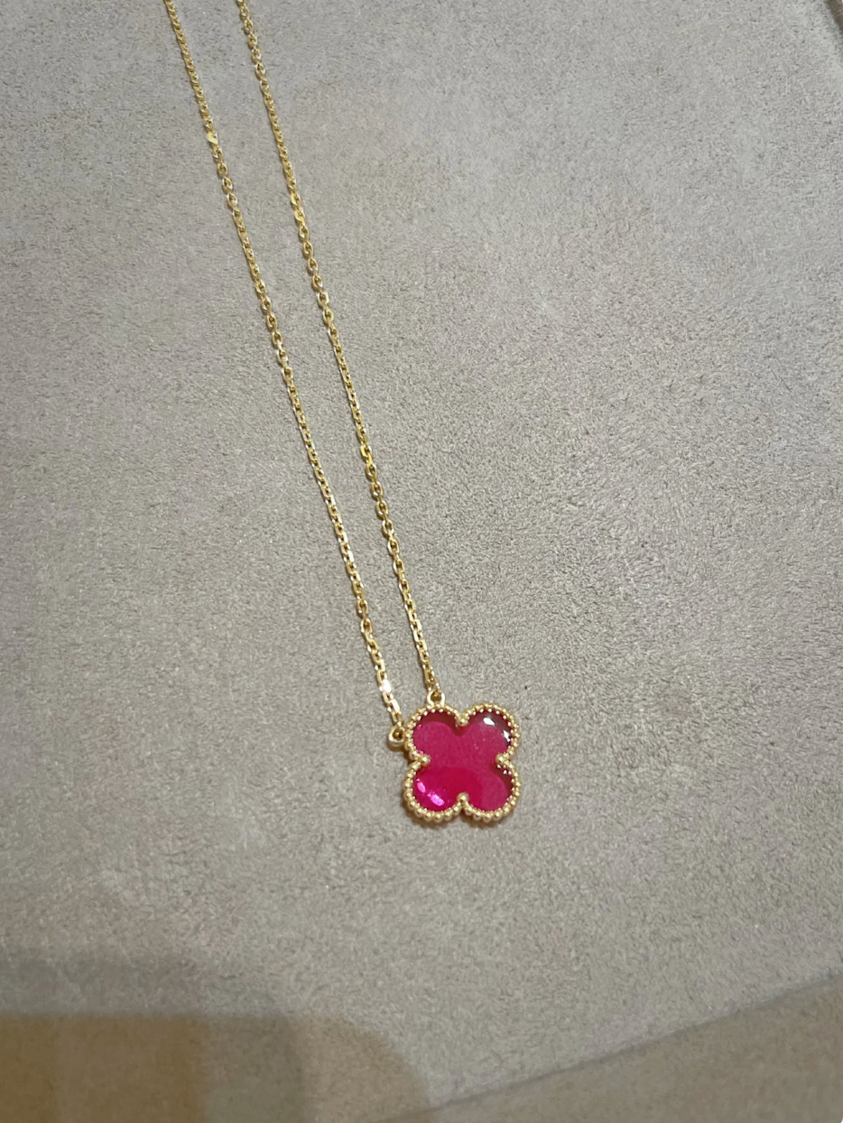 [Dream] 26 New Pink Bubble Enamel Single-Flower Necklace