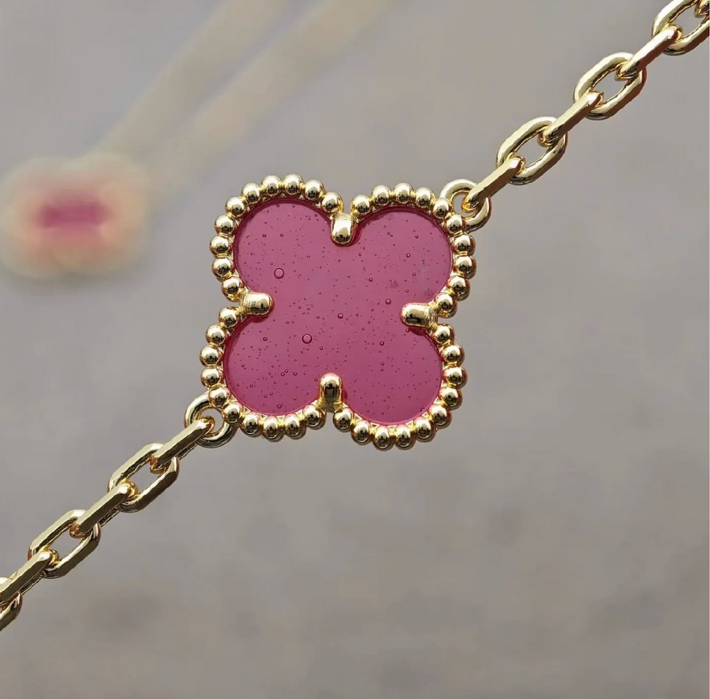 [Dream] 26 New Pink Bubble Enamel Single-Flower Necklace